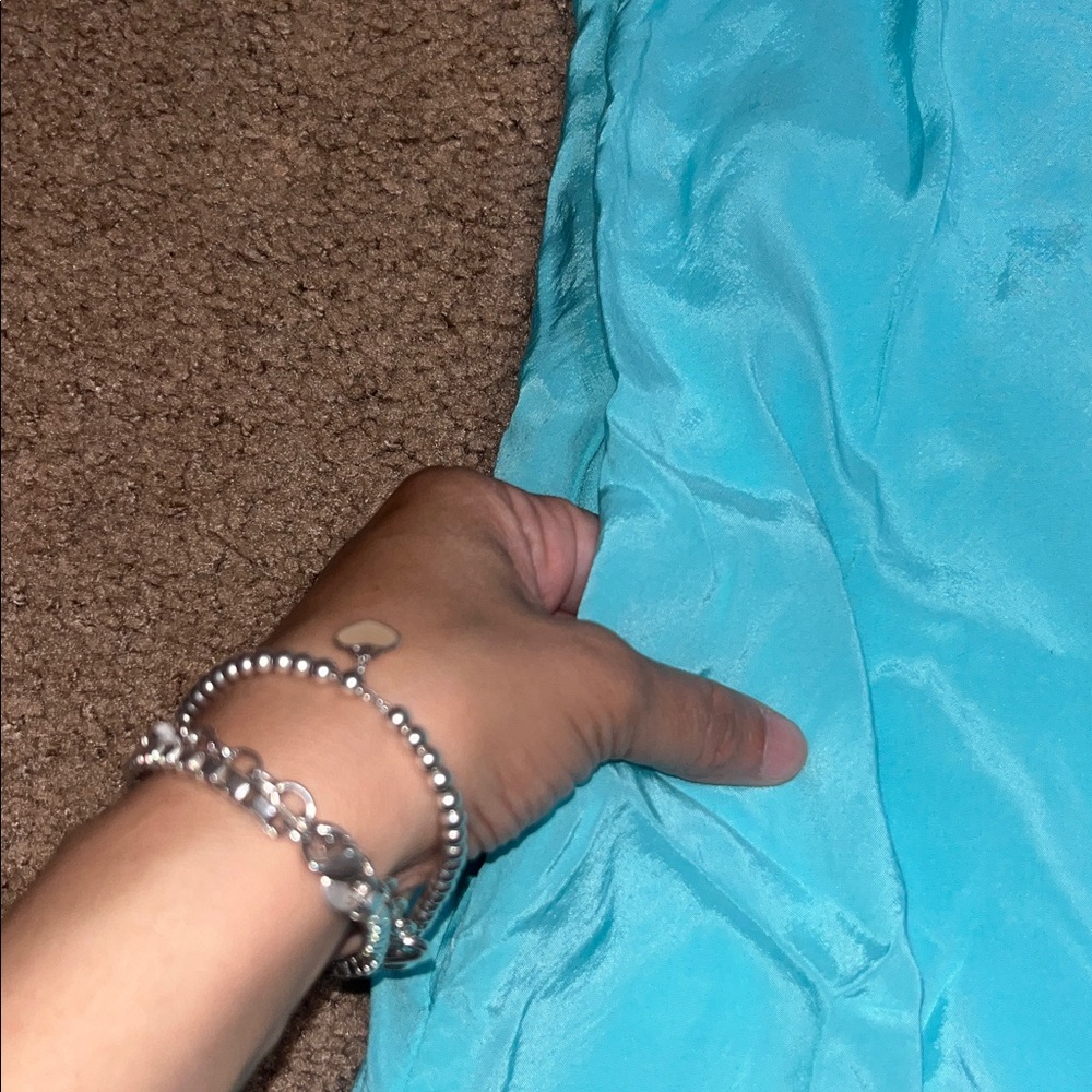 Trina Turk Floret Midi Dress Square Neck Nautical Preppy Tiffany Blue Small - Picture 5 of 9